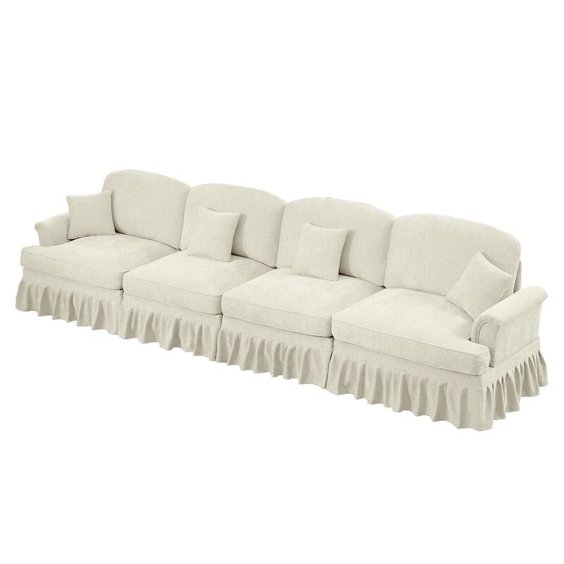 GDFStudio - Elegant Mid Century 4-Seater 137.8" Chenille Sofa with Flared Arms