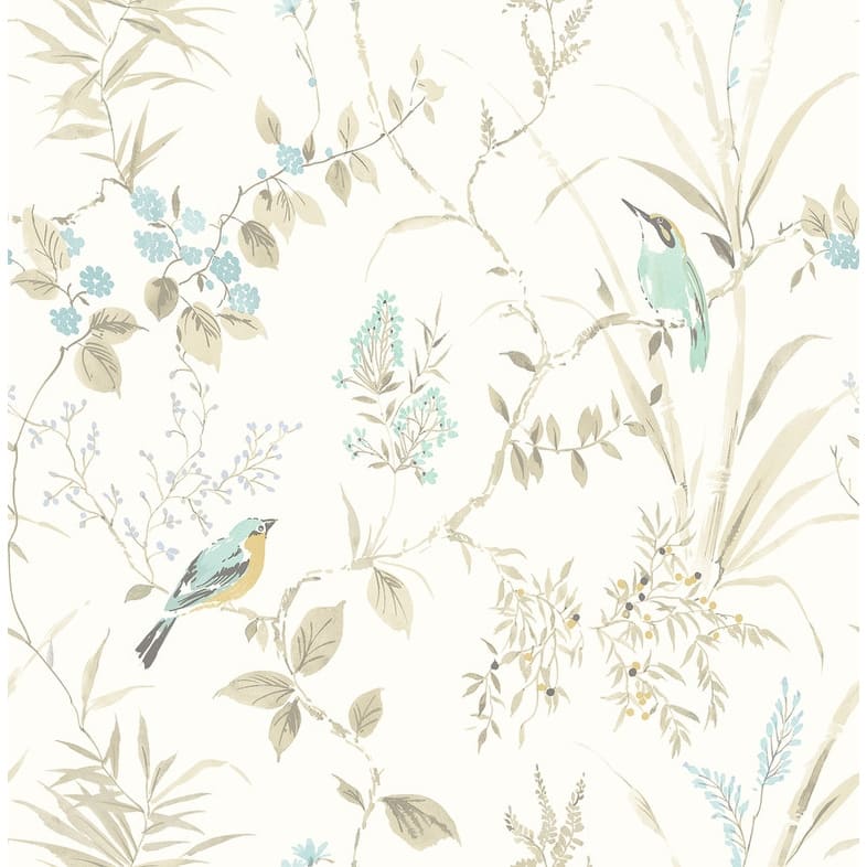 Chesapeake Imperial Garden Beige Botanical Wallpaper - 20.5in x 396in x 0.025in
