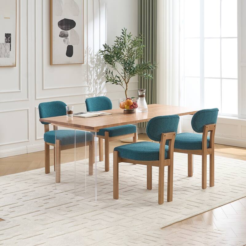 Wooden Dining Chairs Set of 2 , Fabric Upholstered Side Chair Farmhouse Kitchen Chairs for Dining Room, Breakfast Area