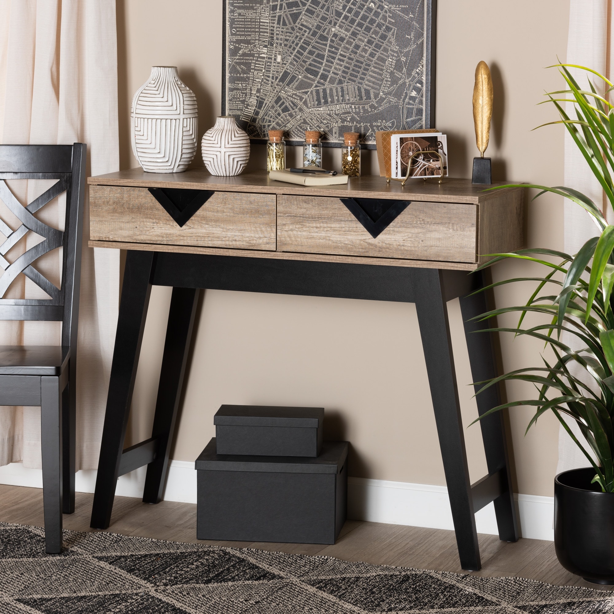 Contemporary wood store console table