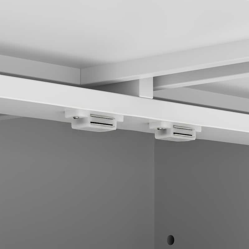 Modular White Bookcase with LED Lights & Glass Doors, 86.6" Tall Arched Display Cabinet Solid WoodStorage Cabinet