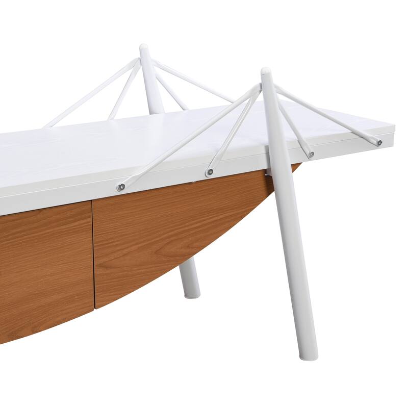 GDFStudio - Nathan 70.87-Inch Sailboat-Inspired TV Stand with Drawer and Sturdy Metal Support
