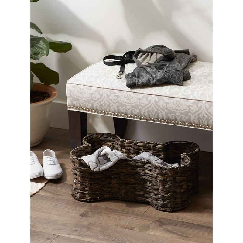 Bone Dry White Wash Hyacinth Bone Pet Basket Large 24x15x9