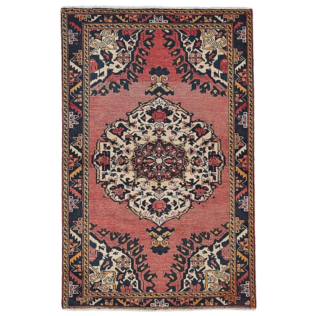 ECARPETGALLERY Hand-knotted Melis Vintage Dark Copper Wool Rug - 4'4 x 6'7