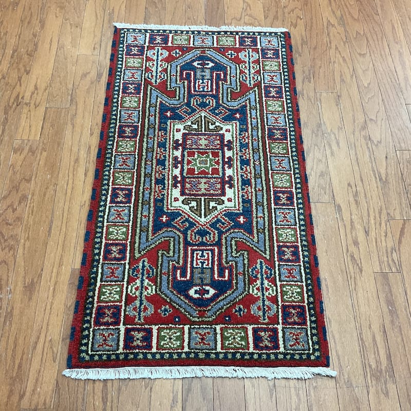 HERAT ORIENTAL Handmade Kazak Wool Rug - 2'2" x 4'1"