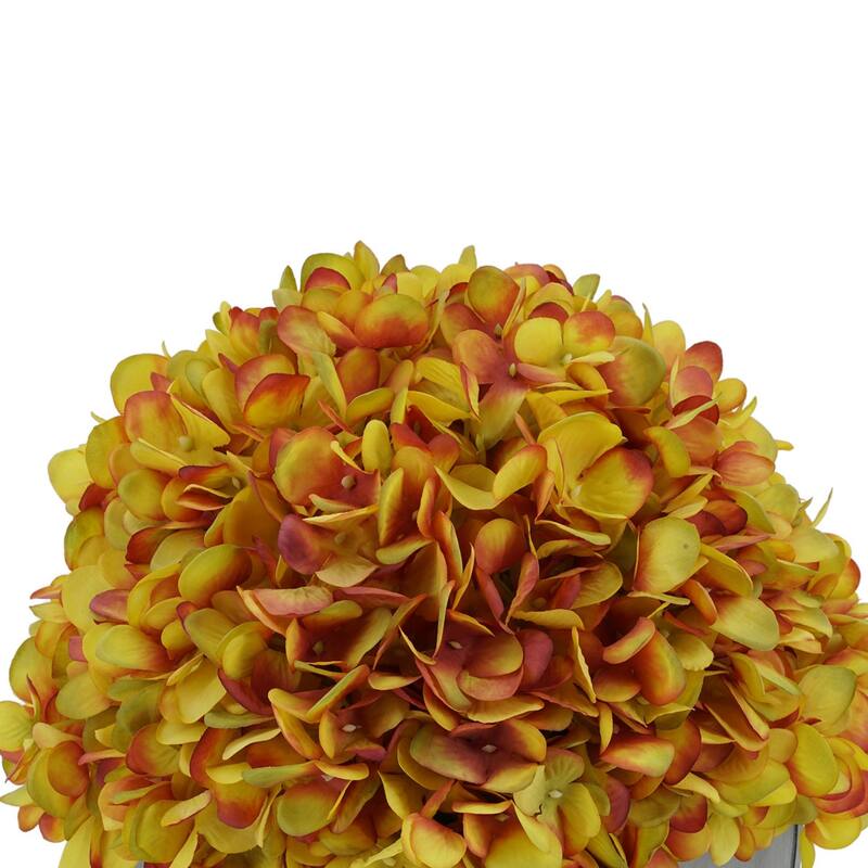 Faux Hydrangea in Grey Washed Wood Cube Planter
