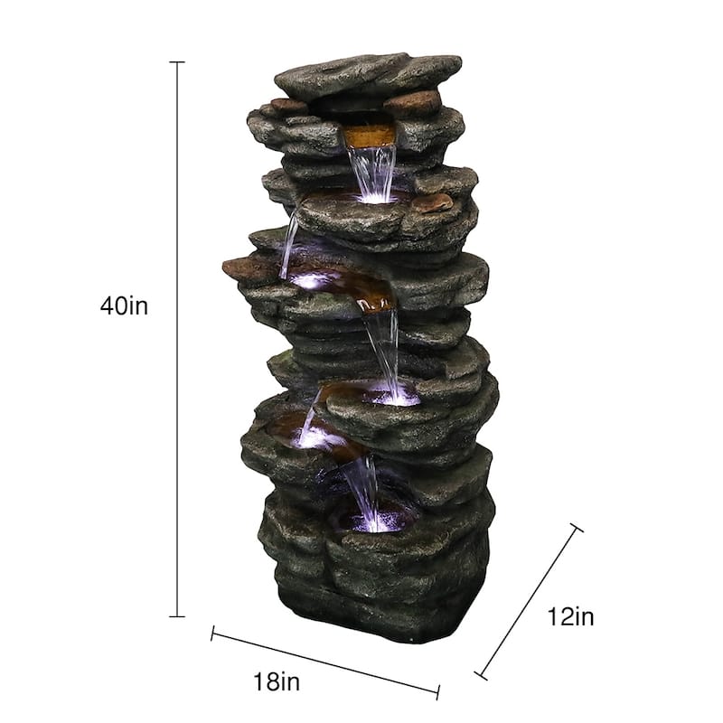 40-inch Cascading LED Waterfall Fountain