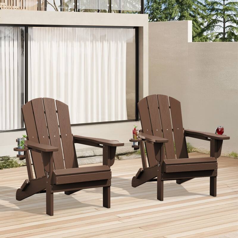 Foldable HDPE Adirondack Chair with Dual Cup Holders