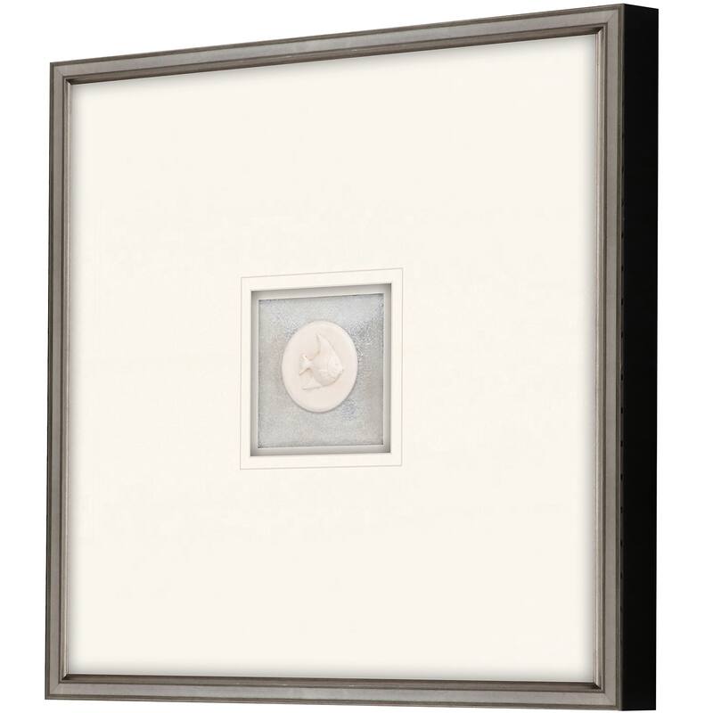 Fish Intaglio Framed Art Mixed Media Shadow Box Under Glass - White