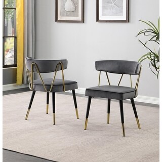 Velvet Dining Chair Set of 2 with Gold Trim - Bed Bath & Beyond - 43248877