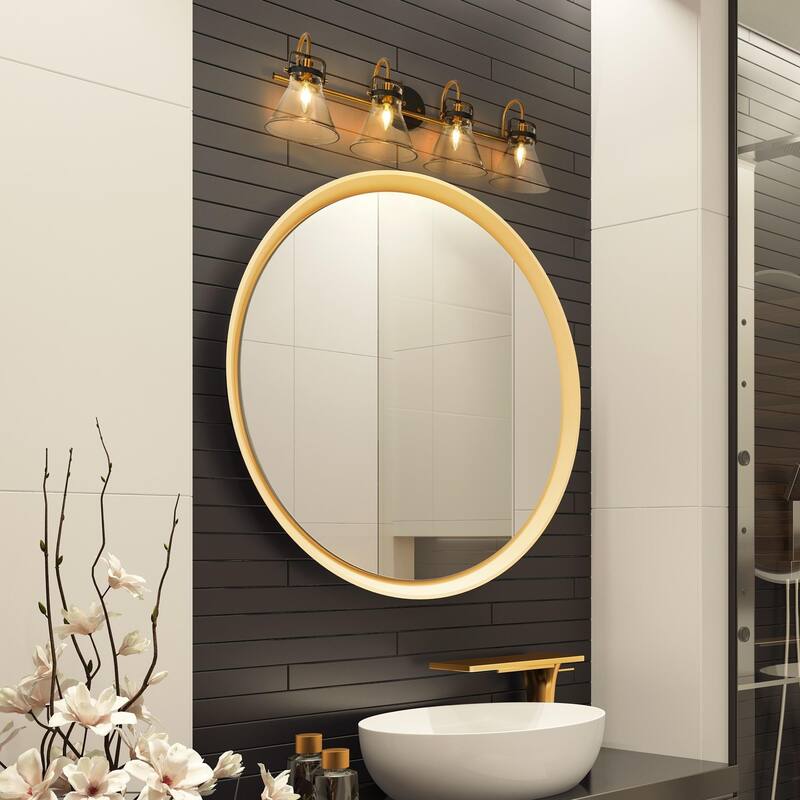 Mutch Modern Farmhouse 4-light Bathroom Vanity Light Rustic Industrial Glass LED Dimmable Wall Sconce