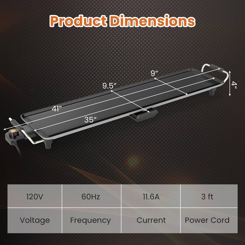 Gymax 35'' Extra Large Electric Griddle w/ Adjustable Temperature