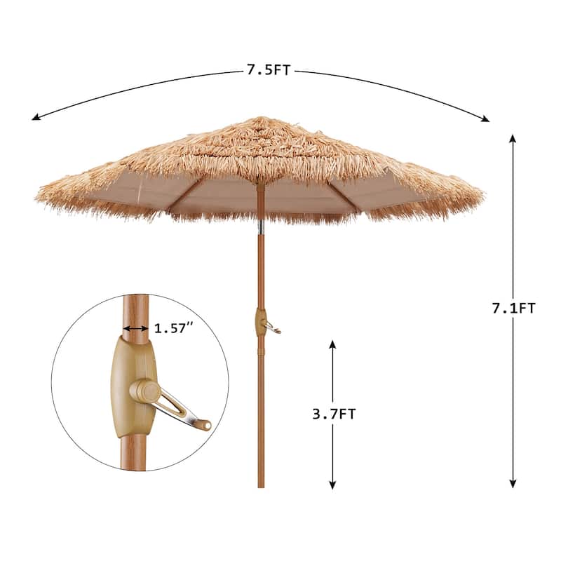 Ainfox 7.5 ft Hula Thatched Tiki Patio Beach Umbrell,Patio Umbrella, Outdoor, Beach