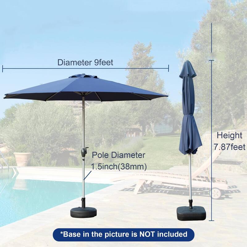 9FT Patio Umbrella,Outdoor Table Umbrella with Push Button Tilt and Crank,UV Protection Waterproof Market with 8 Sturdy Ribs