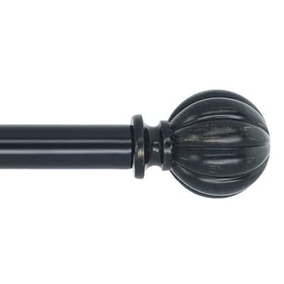 Meriville 1-Inch Diameter Fluted Ball Single Window Curtain Rod
