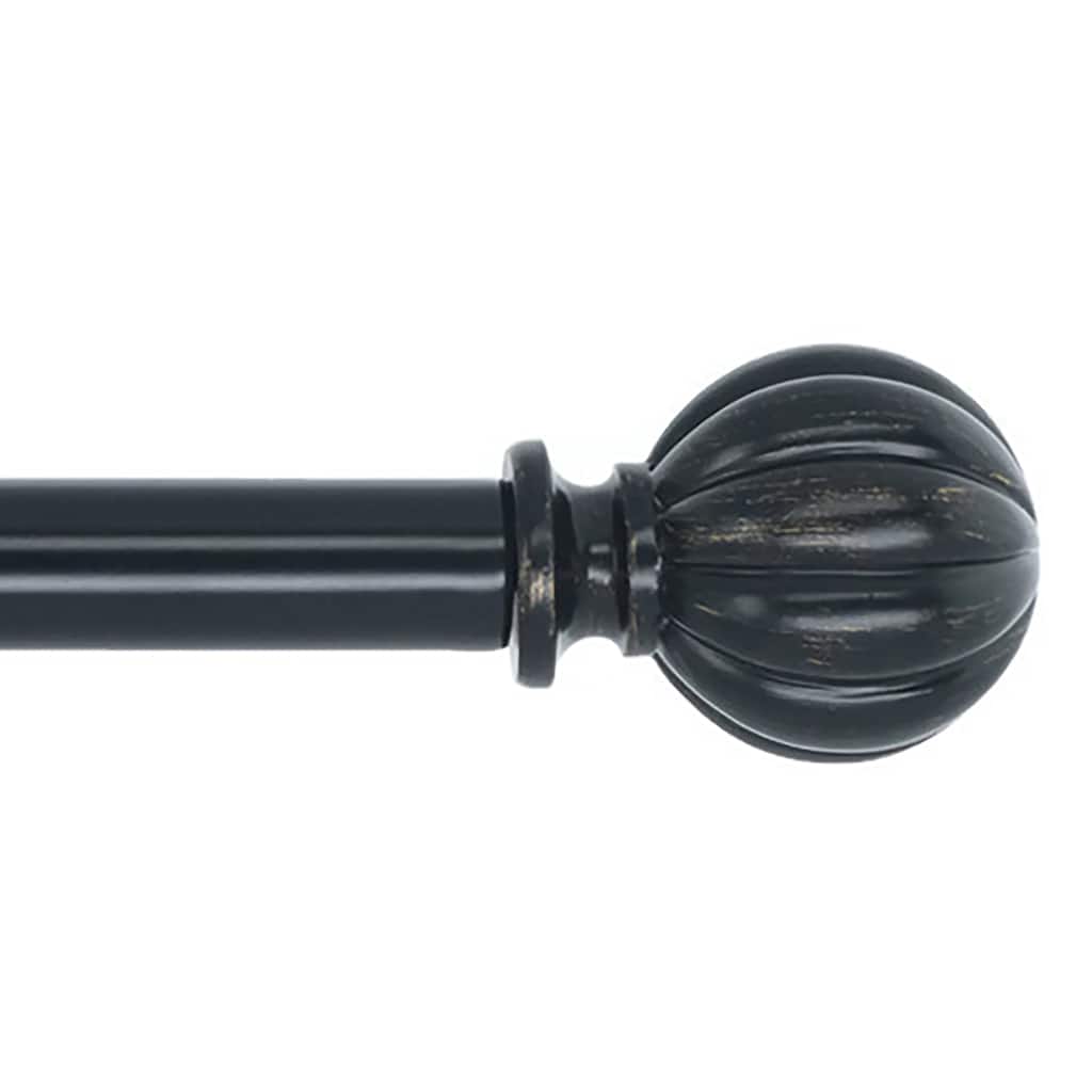 Meriville 1-Inch Diameter Fluted Ball Single Window Curtain Rod