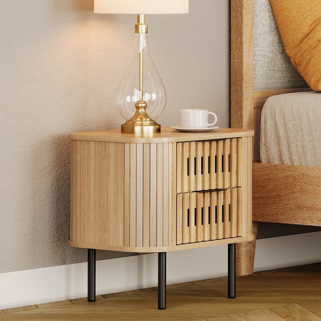WAMPAT Fluted 2-Drawer Nightstand
