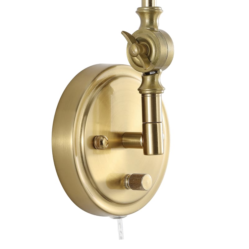 WINGBO 1-Light Vintage Adjustable Swing Arm Wall Sconce with Shade