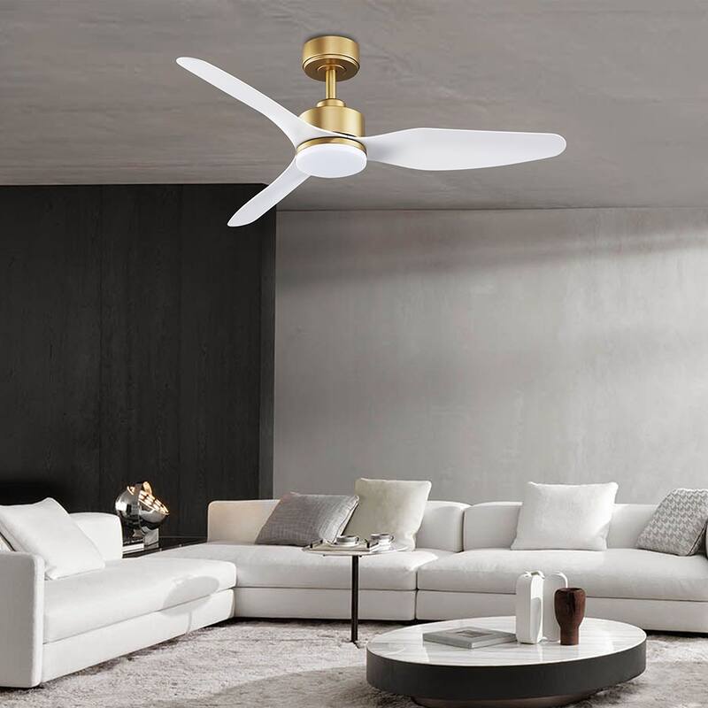 48 in. Smart Outdoor Indoor Gold White Ceiling Fans with LED Lights and Remote, WiFi Alexa App Workable, Quiet DC Motor
