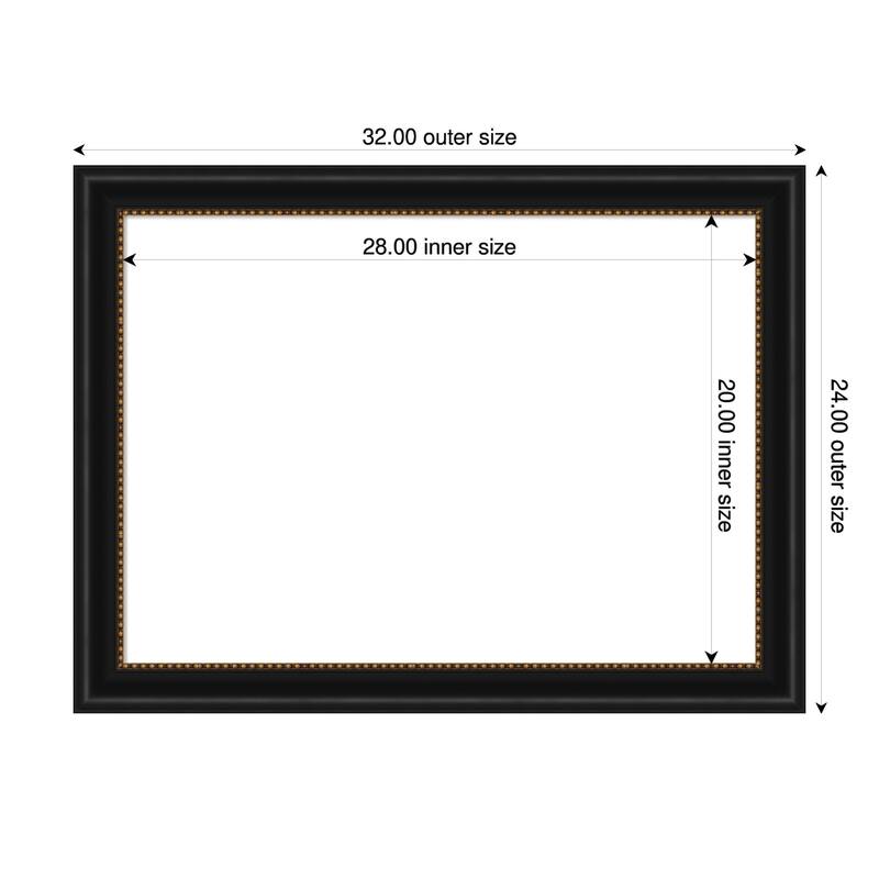 Amanti Art Manhattan Black Framed Dry Erase Magnetic Board - 32 x 24 in - Manhattan Black