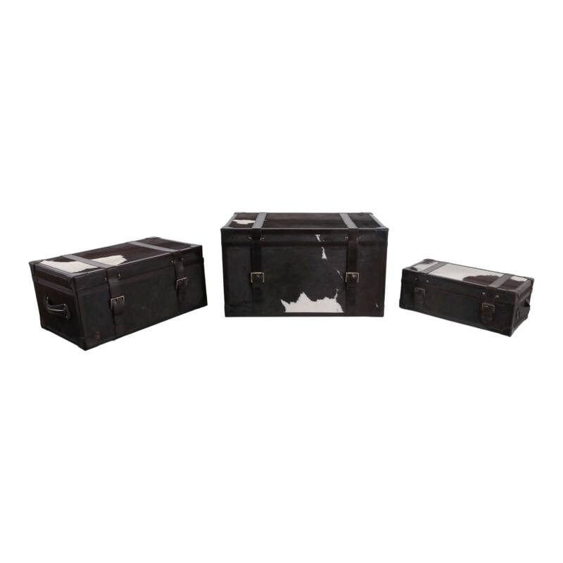 Storage Trunks with Buckle Detail - Set of 3 - 17", 15", 11" Multi - 27.0"