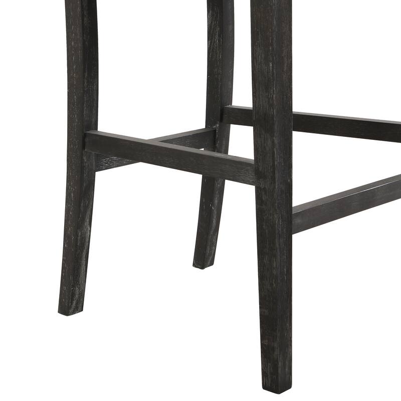 Height Bar Stools set of 2, Armless Dining Chairs with Footrest, Upholstered Kitchen Chairs with Rubber Wood Frame