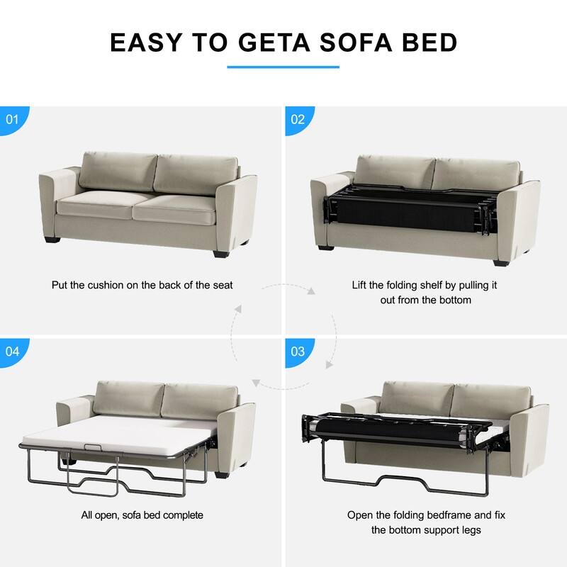 MIxoy Modern Velvet Queen Size 2-in-1 Pull Out Sleep Sofa Bed