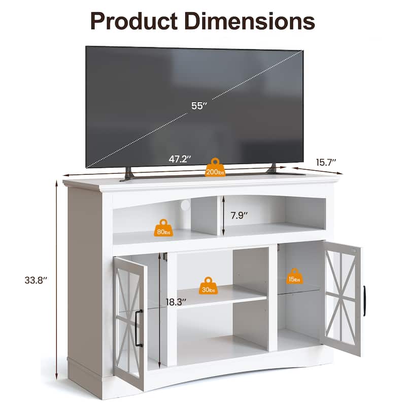 47'' Farmhouse TV Stand with Adjustable Shelves