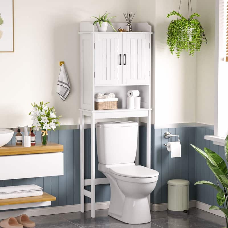 VEIKOUS Bathroom Over The Toilet Storage Cabinet Organizer With Doors and Shelves