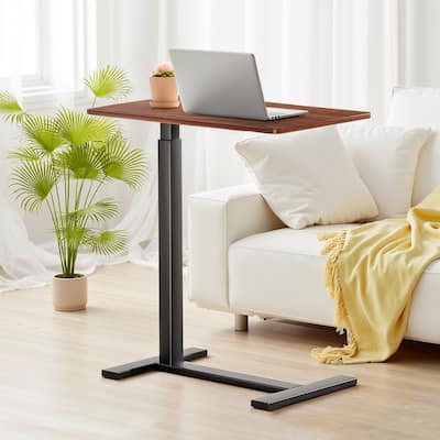 Overbed Bedside Table With Wheels, Adjustable Hospital & Home Use Bed Table, Rolling Laptop Table, Mobile Standing Desk
