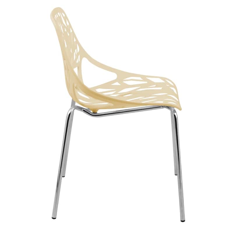 Asbury Stackable Dining Chair with Chrome Legs Side Chair with Modern Cut-Out Design Backrest