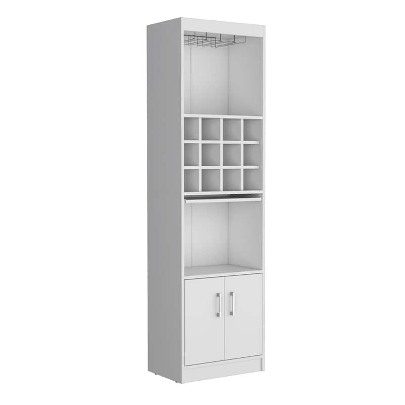Kevil Tall Bar Cabinet, 5 Shelves, and Pull Out Tray