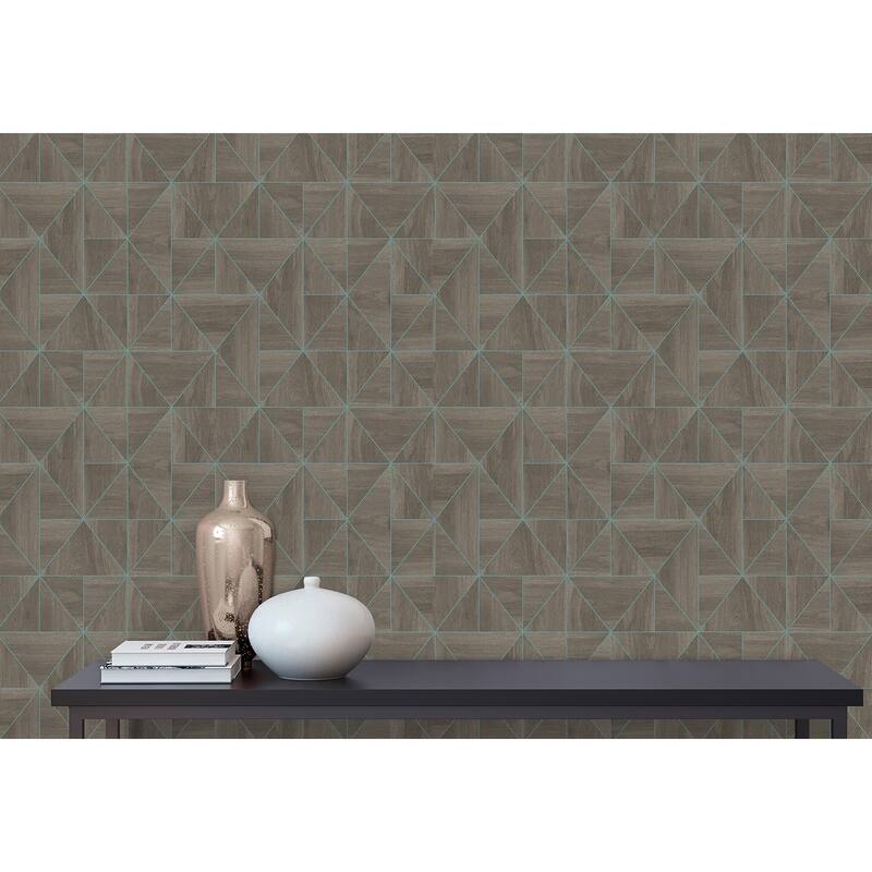 A-Street Prints Cheverny Coffee Geometric Wood Wallpaper