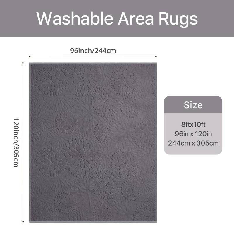 Mcow High-Low Textured Plush Washable Non-Slip Area Rug