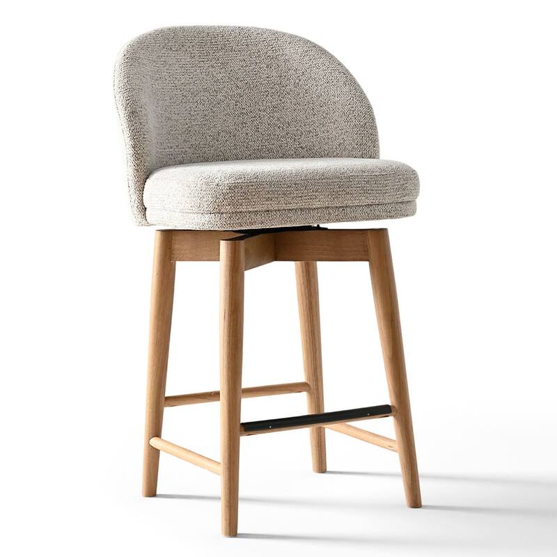 25.5" Swivel Solid Wood Leg Upholstered Counter Stool(Set of 4)