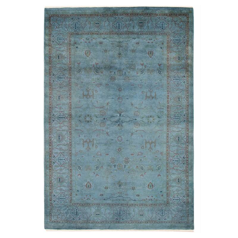 ECARPETGALLERY Hand-knotted Vibrance Turquoise Wool Rug - 6'0 x 9'0 - Turquoise - 6'0 x 9'0