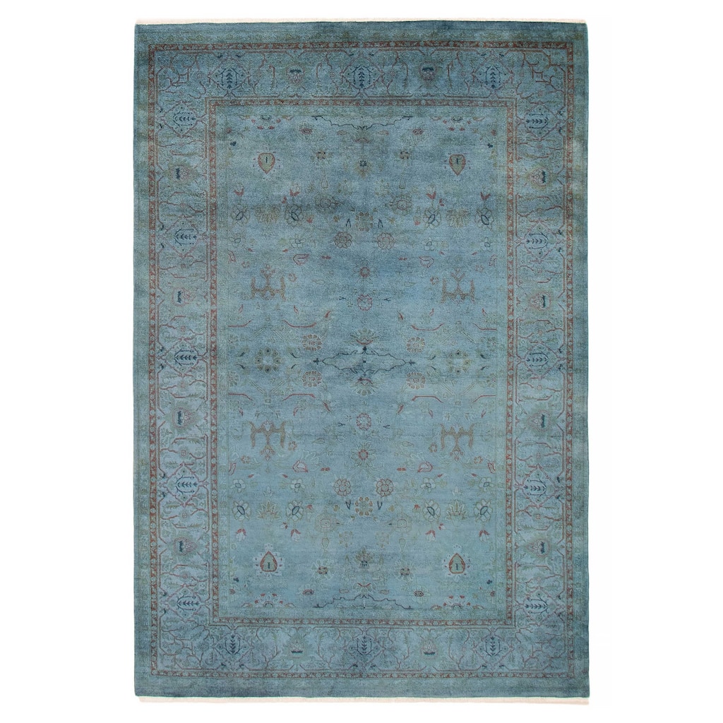 ECARPETGALLERY Hand-knotted Vibrance Turquoise Wool Rug - 6'0 x 9'0