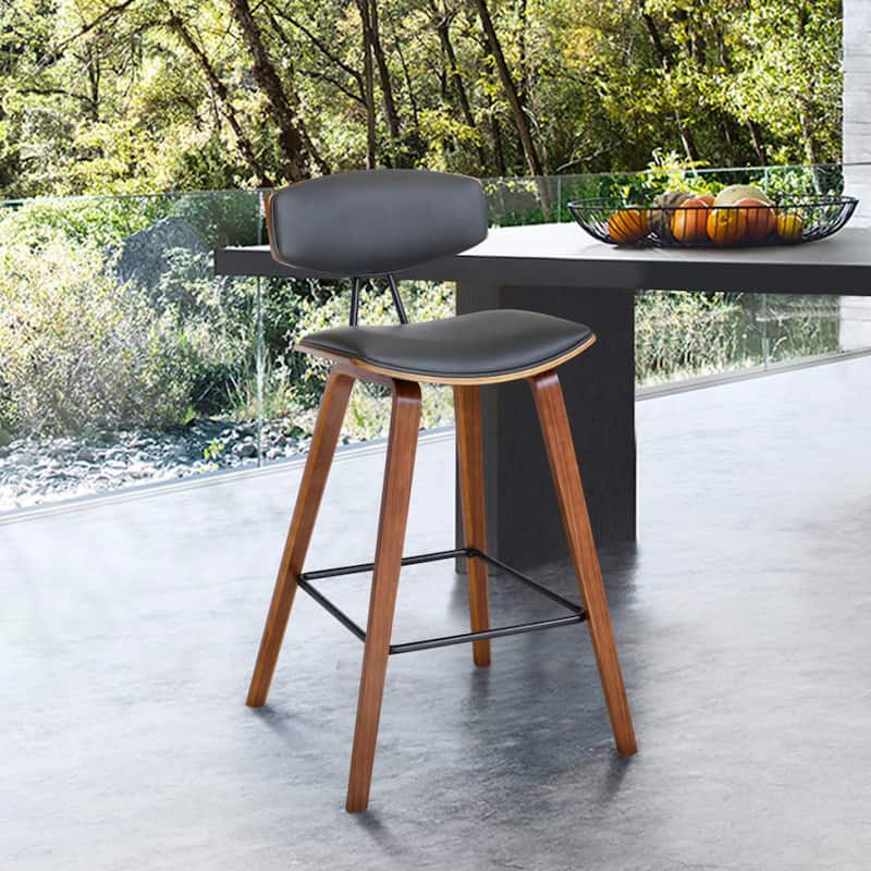 Faux Leather Saddle Bar Stool with Iron Frame and Low Back Support - 19” x 16” x 38” (D x W x H)
