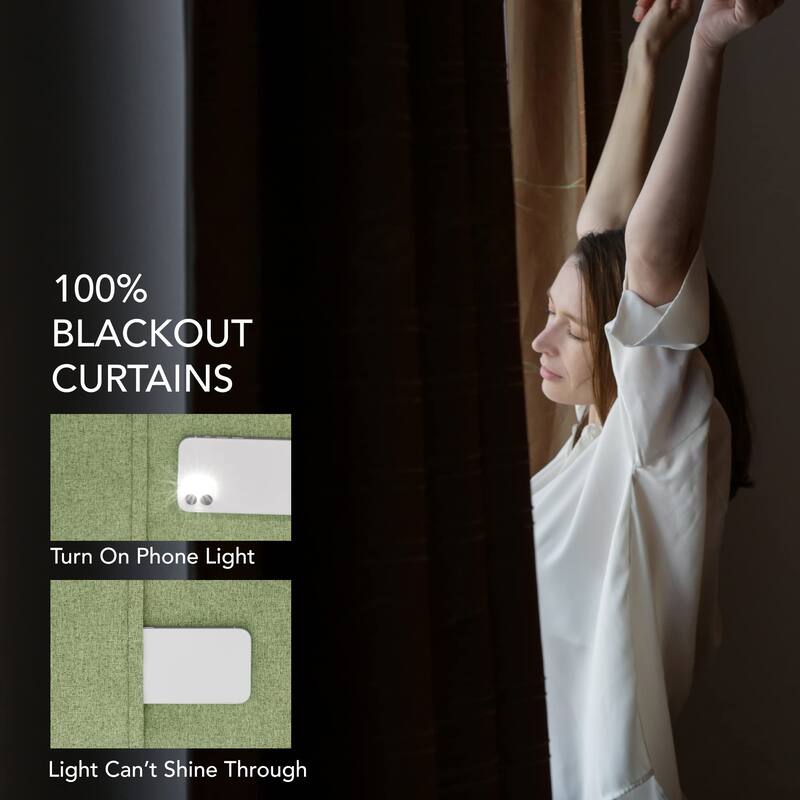 Deconovo Total Blackout Faux Linen Curtains 2 Panels