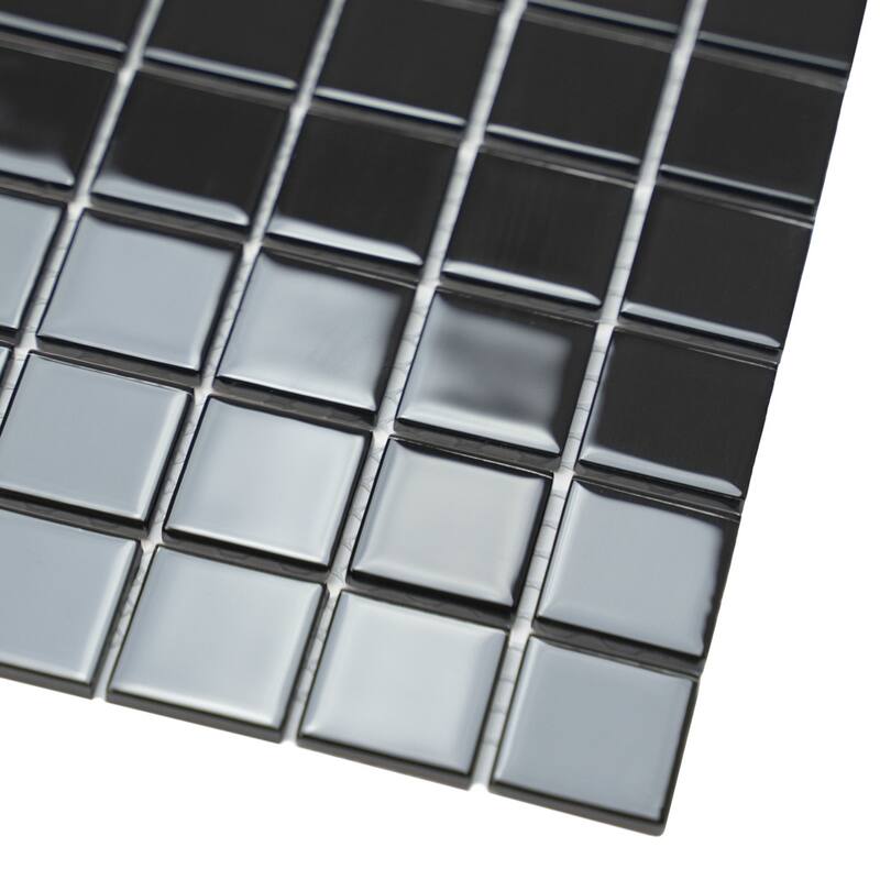 Apollo tile 12" x 12" Colorway Glossy Black Glass Tile (9.67 sq ft/case) - 10 Pack