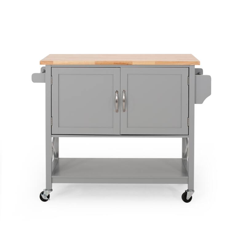 Finzer Farmhouse Kitchen Cart with Wheels by Christopher Knight Home - 43.12" W x 17.25" L x 35.25" H - Gray, Natural