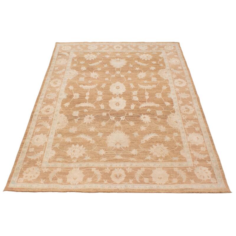 ECARPETGALLERY Hand-knotted Peshawar Oushak Brown Wool Rug - 5'11 x 8'9