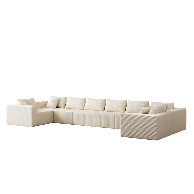 Luxury Floor Standing Couch Set Sectional Sofa Set Corduroy Upholstered Modular Sofa - Freely Combined Into Various Shapes