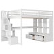 preview thumbnail 18 of 23, Full Size Loft Bed with 2 Drawers & Storage Staircase, Solid Wood Loft Bed Frame with Desk, Shelves, Full Length Guardrail