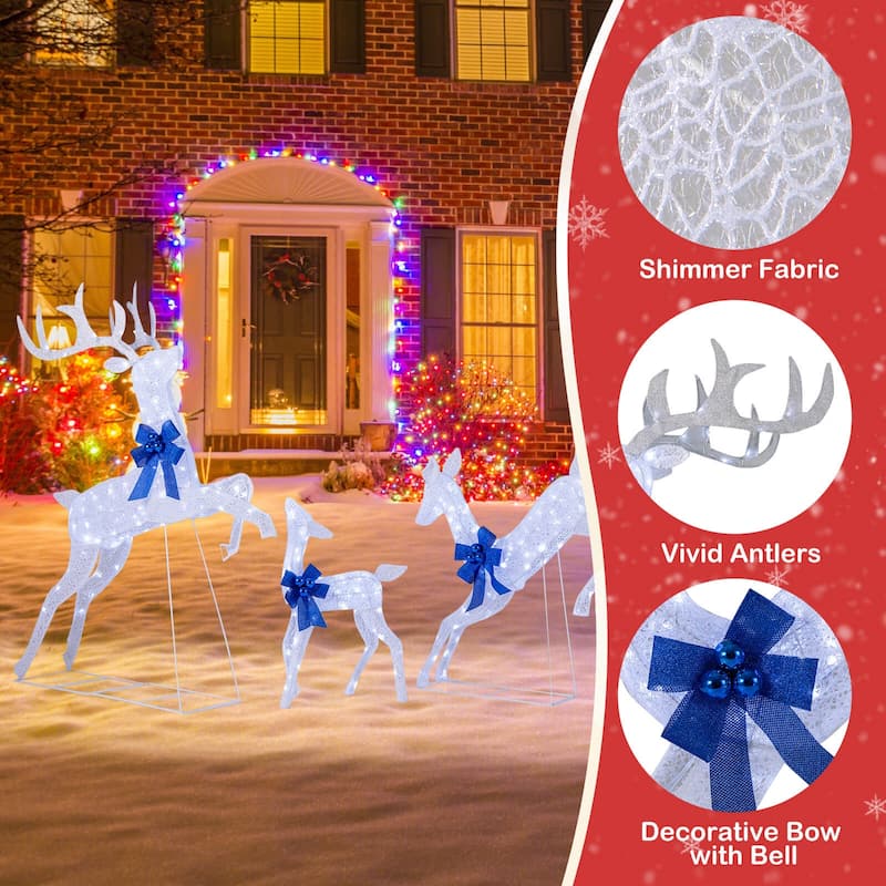 Costway 3 PCS Lighted Christmas Reindeer Family Set Holiday Decoration - See Details