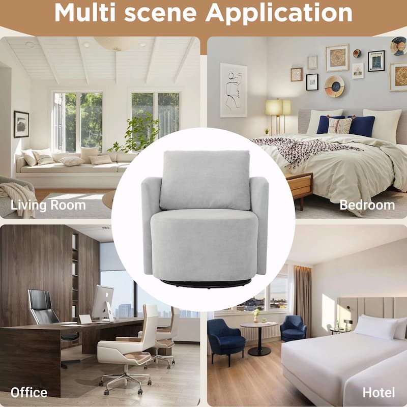360° Swivel Chair - Chenille Upholstery, 440lb Capacity, Barrel Design