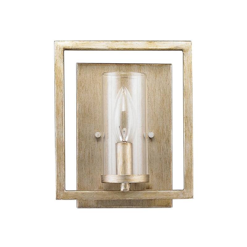 Golden Lighting Marco 1-light Wall Sconce in White Gold with Clear Glass - 3.5" L x 7" W x 8.5" H