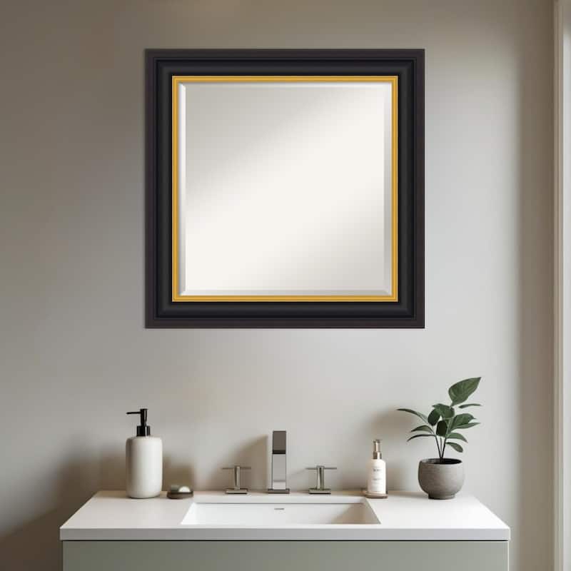 Sierra Beveled Wood Framed Bathroom Vanity Wall Mirror