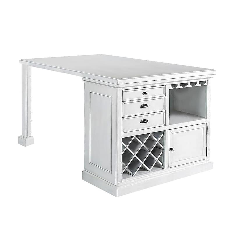 Counter Height Storage Dining Table in Antique White - Antique White - Antique White