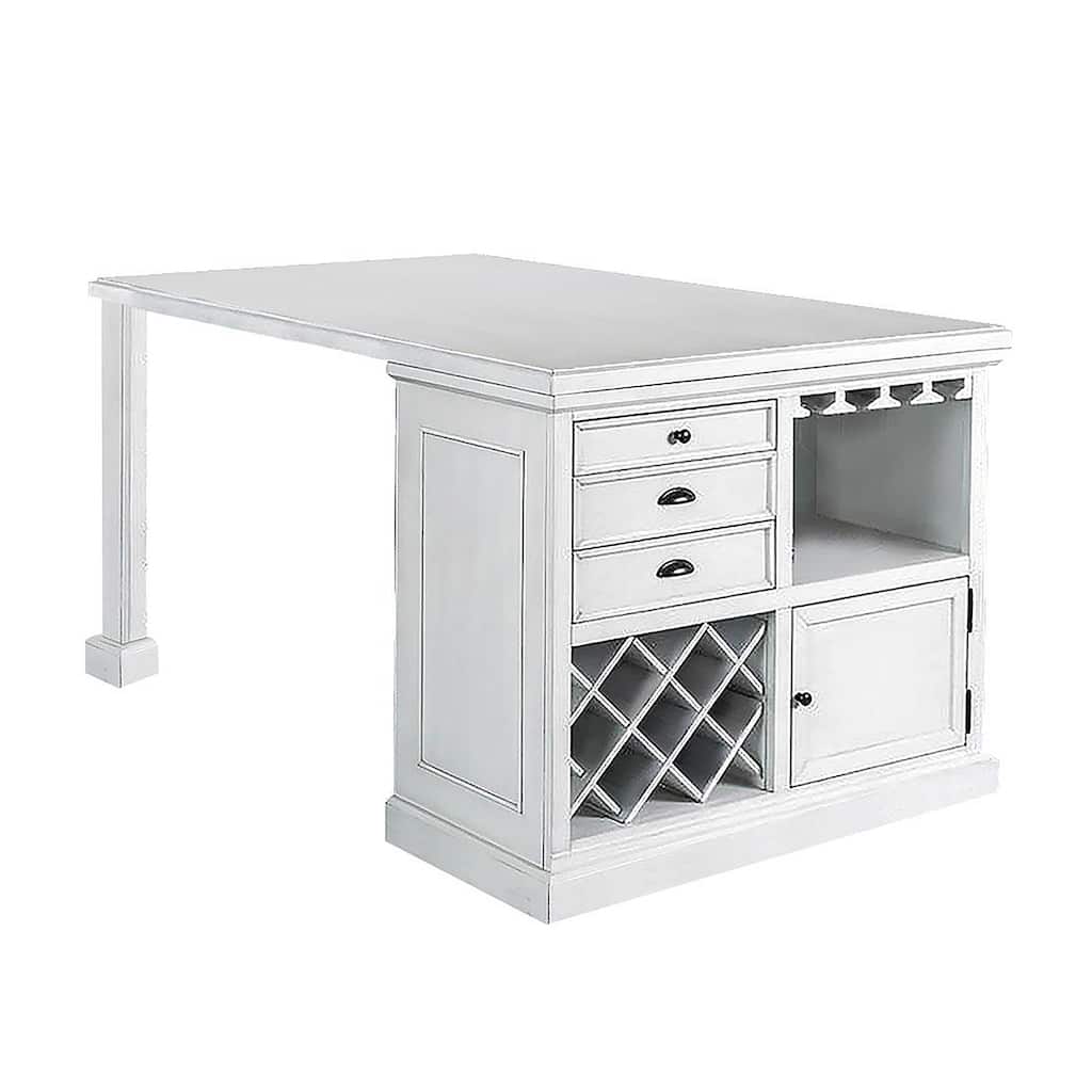 Counter Height Storage Dining Table in Antique White - Antique White